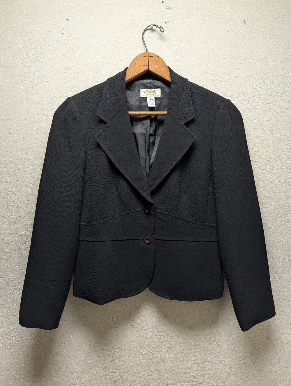 Vintage Talbots Cropped Peplum Blazer Black Structured Jacket Women's Size 6P